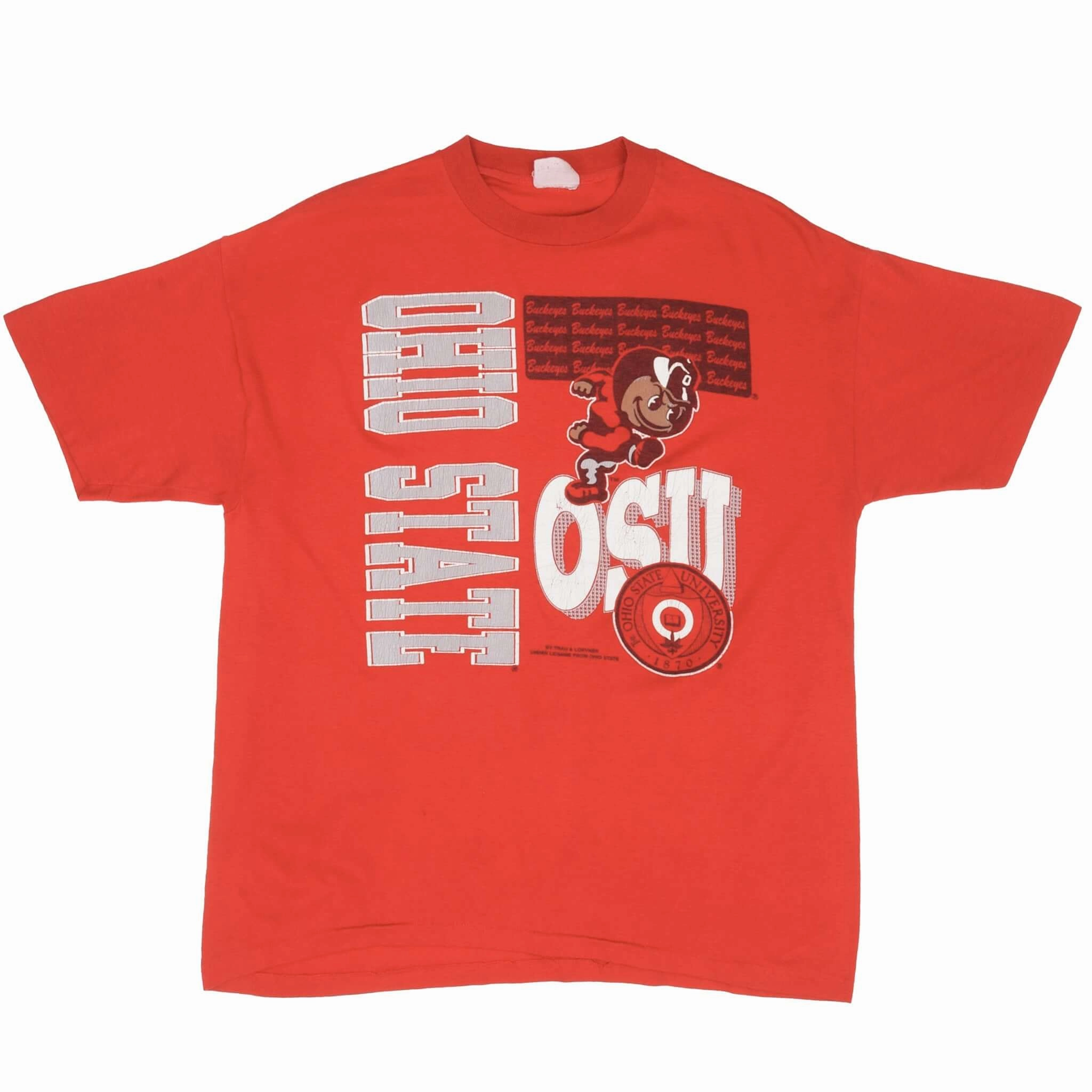 VINTAGE OHIO STATE BUCKEYES FOOTBALL OSU TEE SHIRT 1990S SIZE LARGE MADE IN USA